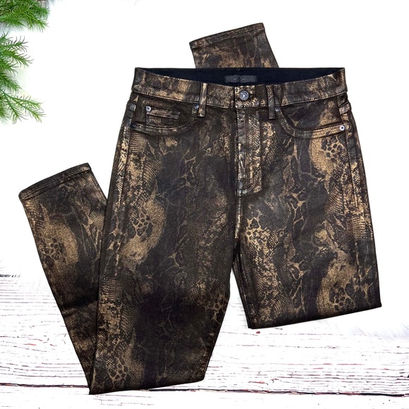 7 For All Mankind Denim - NWOT |•7 FOR ALL MANKIND•| High-Waisted Ankle Snakeskin-Print Skinny Jea…